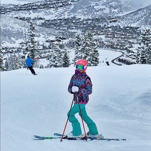 OBERMEYER GIRLS WARM FLEECE LINED SKI PANTS 10-12 ADJUSTABLE WAIST